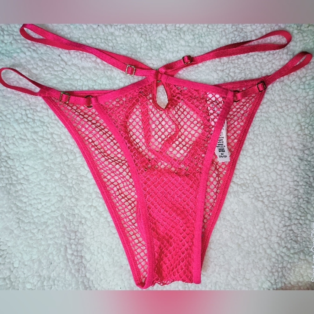 Victoria's Secret Vibrant Pink Mesh Strappy Panties